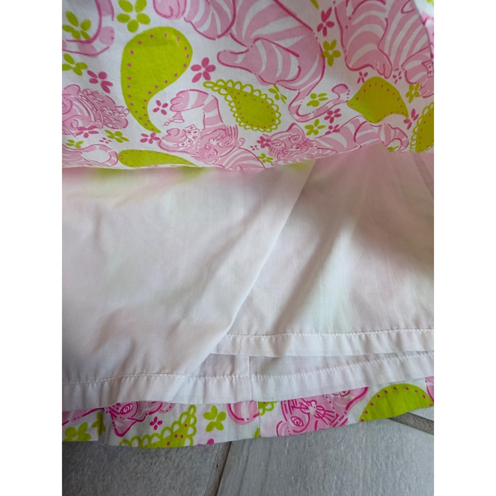 Lilly Pulitzer Pink Lime Green Cheshire Cat Paisley Cotton Mini Skirt Size 8 - Picture 5 of 6